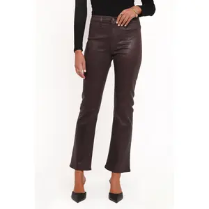 Kalindi Coated Cropped Bootcut Jean - Espresso