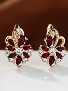 Exquisite Flower Design Clip Earrings - Synthetic Zirconia Stackable Earrings for Women & Girls Holiday Party, Perfect for Wedding Jewelry, Daily Wear Anniversary Gift, Stackable Cubic Zirconia