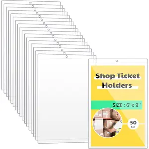 Job Ticket Holders 6 x 9 Inches Dry Erase Pocket Sleeves Work Order Clear Plastic Sleeves Both Sides for Classroom Home Office 50 Pcs