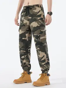 Men's Camo Print Cargo Pants, Casual Comfy Regular Fit Multi-pocket Trousers for Daily Wear, Fashion Men's Bottoms for All Seasons