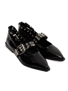 Adita Patent Buckle Pointed Toe Flats FAN FAVORITE!