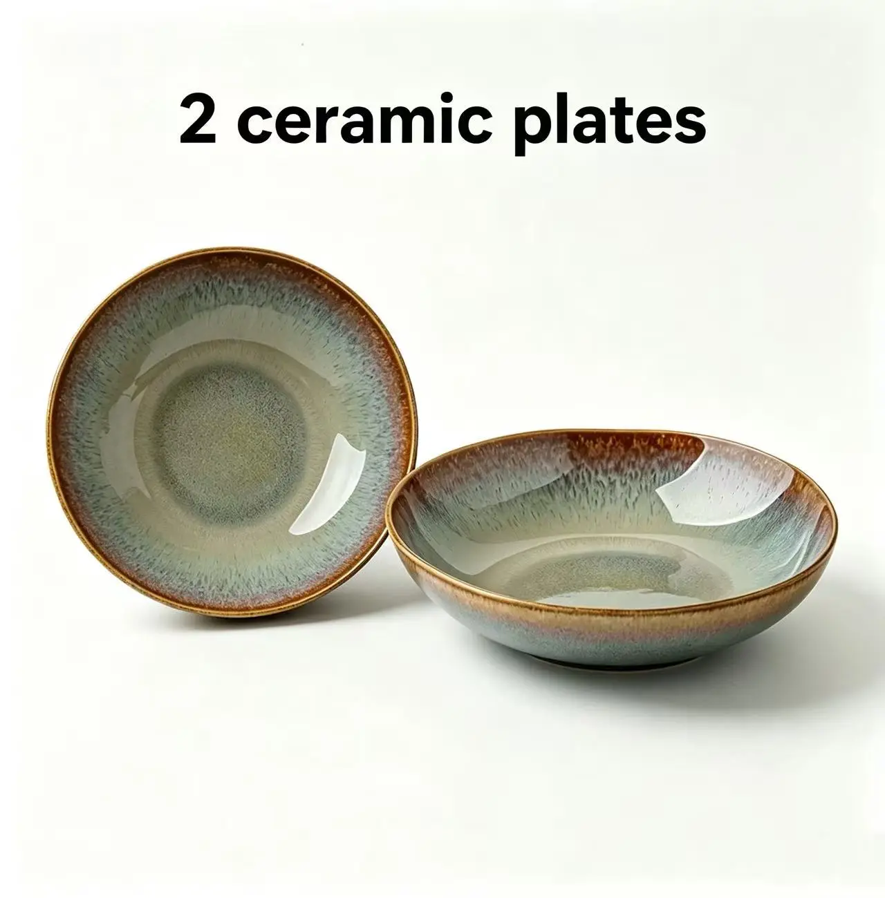 2pcs retro gradient glazed rounded square plate, made of high-temperature resistant and durable ceramic material, with outstanding appearance for pasta salad. It is the preferred tableware for daily meals, party gatherings, and holiday gifts Plates Plates