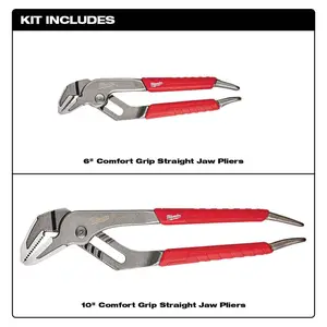 6 in. and 10 in. Straight-Jaw Pliers Set (2-Piece)
