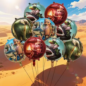 8 pcs/set, 18-inch special-shaped "Shanhaijing" themed aluminum film party balloons, essential decorations and birthday celebration accessories for brain holes to open themed parties - "Shanhaijing" Dong Dong Sahul