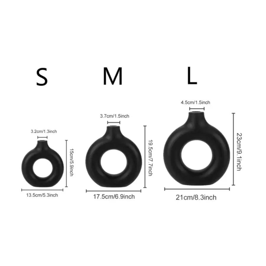 1pc Black Plastic Round Vase Decor, Artificial Dried Flower Vase, Floral Art Vase, Minimalist Living Room & Exhibition Hall Decor, Home Decor, Vase, Ornament, Desktop Decoration. Room Decor Glass Vase