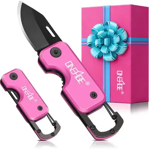 Pink Pocket Knife for Women - Stocking Stuffers for Christmas, Mothers Day Gifts, Keychain Edc with 1.62inch Blade - Small Folding Knives for Everyday Carry, Box Cutter - Gadgets for Camping Hiking