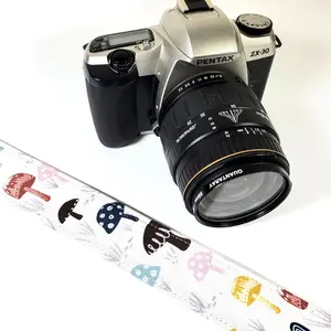 Colorful Mushroom Camera Strap - Flowers with Mushrooms Camera Strap -