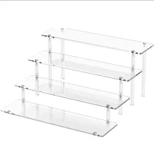 4-Tier Clear Acrylic Perfume Organizer Stand Vanity Display Riser for Elegant Storage Solutions