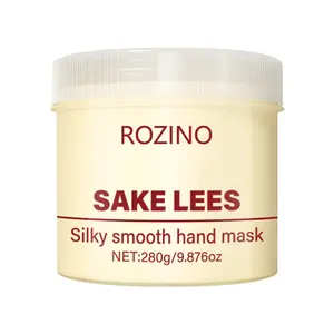 ROZINO Sake Lees Hand Mask – Silky Smooth Moisturizing Hand Treatment for All Skin Types, 280g/9.876oz Natural Rice Fermented Lees Care, Non-Sticky Easy Absorb Hand SPA at Home foot