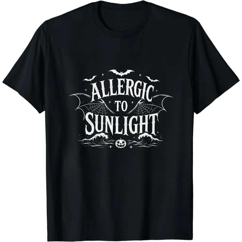 Allergic To Sunlight Shirt Funny Spooky Goth Shirt Black and White Alt Tee Sarcastic Goth Hoodie Bat Goth Summer Tee
