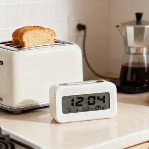 DAYBETTER Battery Operated Digital Alarm Clock with HD Screen Multi-Function Desk Clock with Snooze Night Light Date & Temperature Display for Bedroom Office Travel