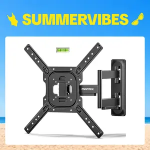 【SummerVibes】Full Motion TV Wall Mount for 13–95 Inch Flat & Curved TVs and Monitors, Swivel & Tilt Articulating Bracket, Holds up to 132 lbs, Perfect Center Design Adjustable