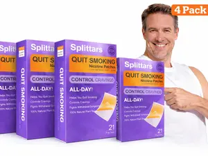 4 Pack Splittars Quit Smoking Aid-Stop Smoking Patches, Smoking Cessation Patches for Nicotine Free Quit Smoking, Natural Anti Smoking Patches with 21 Day Cravings Support – Stop Smoking, Start Living