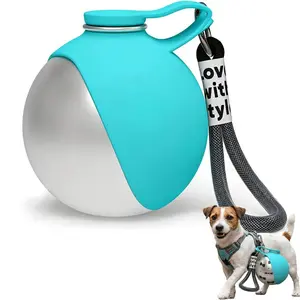 10oz Portable Dog Water Bottle, Leak-Proof Travel Water Bottle, Stainless Steel Body and Silicone Bowl, Ideal for Walking, Hiking, and Travel