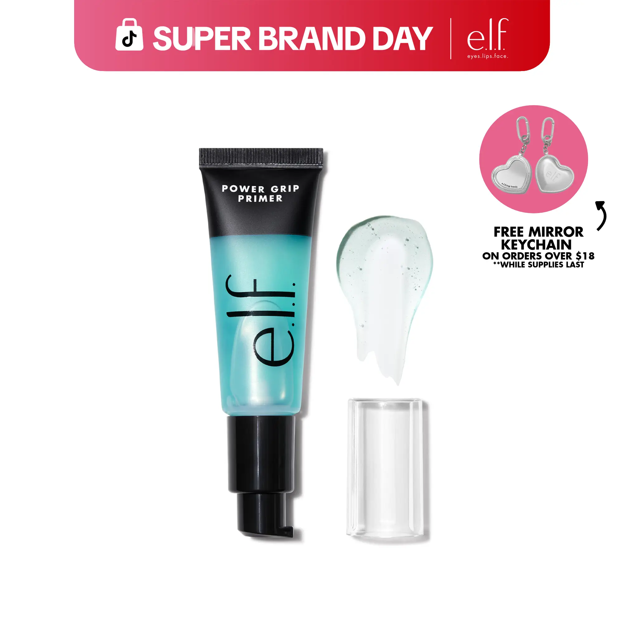 e.l.f. Power Grip Primer, Gel-Based Long-Lasting Makeup Primer, Hydrating Dewy Finish, Non-Comedogenic, Vegan & Cruelty Free, 3 Sizes