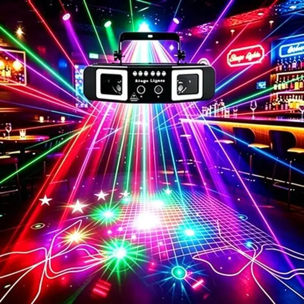 Household KTV stage atmosphere lighting equipment, multi-pattern rotating colorful beam lights, dynamic scene decorative lighting supplies for parties, bars and gatherings