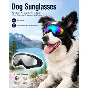 Dog Sunglasses, Adjustable Pet Goggles for Outdoor Wind, Dust, Sun Protection and Travel