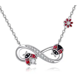 Ladybug Necklace 925 Sterling Silver Jewelry Gift for Women