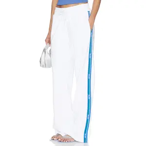 GCDS Logo Tape Straight Sweatpant in Optic White & Blue