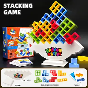 Tetris Block Stacking Challenge Game for Kids and Adults, Building Blocks, Abs Plastic Blocks, Family Game Night & Party Activity, Multiplayer Skill & Dexterity Tower Toy, Birthday Gift, Holiday Fun, Interactive Tabletop Entertainment