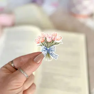 Tulip Bouquet Vinyl Sticker, kindle sticker, cute sticker, spring sticker, easter sticker, pastel sticker ,Laptop Water Bottle Decal Sticker