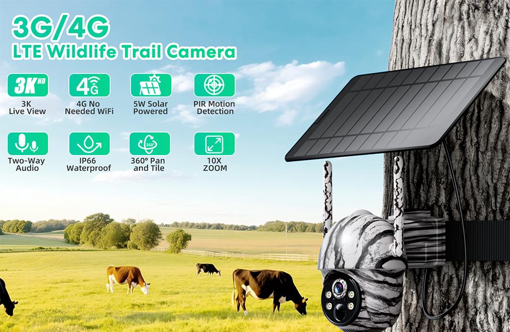 No WiFi Solar Camera 4G LTE Cellular Solar 4MP/3K Security Camera, No WiFi Required, Solar Cell Battary Powered Outdoor Camera, 360° View, AI Tracking, Color Night Vision, Built-in 4G SIM Card and SD Card No WiFi Solar Camera 4G LTE Cellular Solar 4MP/3K Security Camera, No WiFi Required, Solar Cell Battary Powered Outdoor Camera, 360° View, AI Tracking, Color Night Vision, Built-in 4G SIM Card and SD Card
