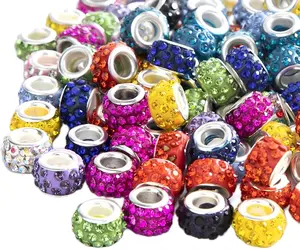 50 count Large Hole Rhinestone European  Charm Spacer Rhinestone Beads for Pens Making Bulk Beadable Pens  Making Supplies DIY Crafts Bracelet(Mix,12mm)