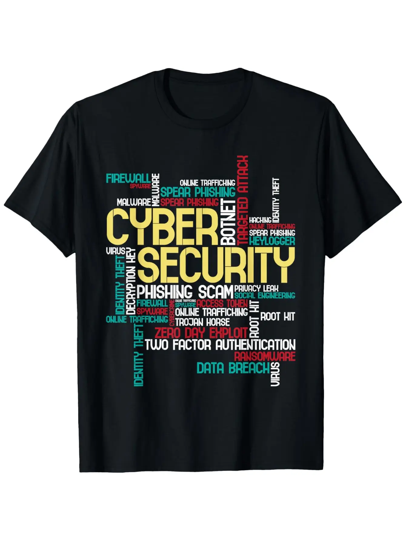 Men's Hacker Theme T-shirt with Cybersecurity Text Print, Casual Short Sleeve 100% Cotton Top, Lightweight All-Seasons Wear, Tshirt, Malware, 2Xl, Round Neck, 3Xl, 5Xl, Classic Fit, Christmas, Cryptography, Cybersecurity Hacker T-Shirt, Encryption