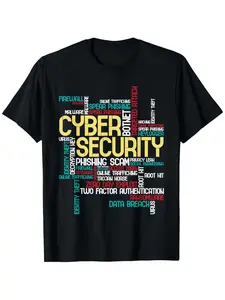 Cybersecurity Hacker IT Analyst Computer Programmer T-Shirt-Technical Terms Pattern T-Shirt (Firewall, Encryption, Malware, Cryptography)-Lightweight All Seasons, Suitable for Cybe, Christmas Eve, Thanksgiving, Halloween, weekend casual