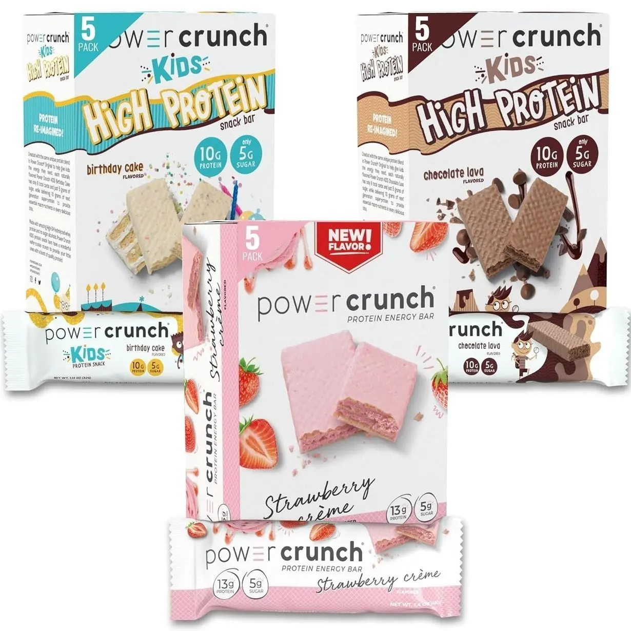 Power Crunch Protein Wafer Bars and Power Crunch KIDS Protein Bars, Variety Pack, (15 Count) High Protein Snacks with Delicious Taste