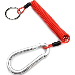 6' Breakaway Trailer Brake Cable RV Stainless Steel Spring Towing Coiled Wire Safety Straps Ground Clip for Breakaway Switch