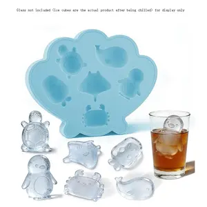 LDSK Ice Cube Tray Shell Silicone Ice Cube Trays Ice Molds with Cute Marine Life Shapes Cubes Easy to Release Perfect for Freezer Home, Kitchen, Home Bar Accessories, Drinks, Cocktail, Coffee, Chocolate Mold