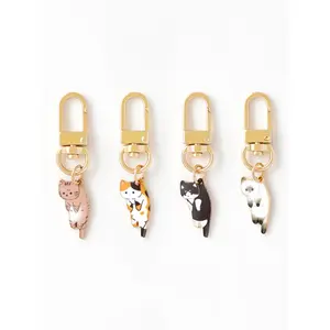 Cute Cartoon Cat Design Keychain Set, Fashionable Metal Keychain for Women & Men, Trendy All-match for Birthday Gift, Keychain for Bags