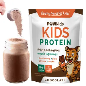 POWkids Chocolate Protein + Daily Brain & Immune Support + Kids Protein Powder + 16g Protein, No Sugar, Organic, Grass-Fed Whey