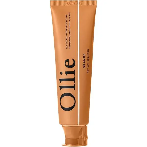 Ollie Fluoride Free 10% Nano Hydroxyapatite Toothpaste, Orange, 4oz | Rod-Shaped Nano HAP, Remineralizes Enamel, Reduces Sensitivity, Reverses Small Cavities, Naturally Whitens Teeth, (Pack of 1)