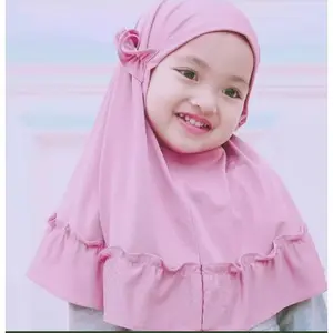 High Quality Muslim Children Baby Girl Ruffle Instant Hijab Scarf