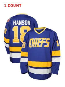 Hanson Brothers Hockey Jersey Number 18, Embroidered Letters & Numbers, Casual Loose Fit, Ideal for Fans & Collectors, Sport Jersey