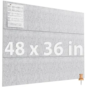 MaxGear Extra Large Wall Mount Cork Board (48" x 36"), Light Gray Office Pin Tack Board with 12 Pack Felt Panels & Pushpins, Ideal for Photo, Memo & Decoration
