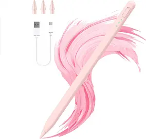Stylus for iPad Fast Charging Tilt Sensor Anti-Mistouch Compatible with iPad 11 10 9 8 7th Gen Air 7 6 5 4 3 M3 M2 Pro 13 12.9 11 M4 Mini 7 6 5th Gen Pink - Computer