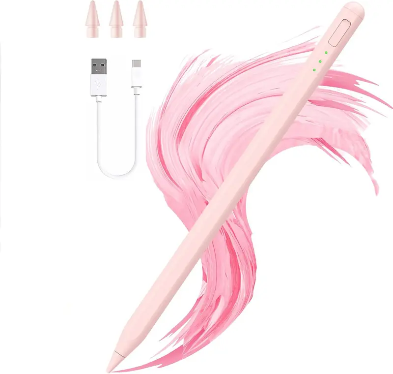 Stylus for iPad Fast Charging Tilt Sensor Anti-Mistouch Compatible with iPad 11 10 9 8 7th Gen Air 7 6 5 4 3 M3 M2 Pro 13 12.9 11 M4 Mini 7 6 5th Gen Pink - Computer