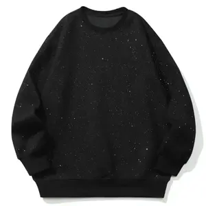 Gypsophila Round Neck Black Sweatshirt for Men and Women, Spring and Autumn Couple Retro Versatile Jacket Clothes Suits Womenswear Gamis