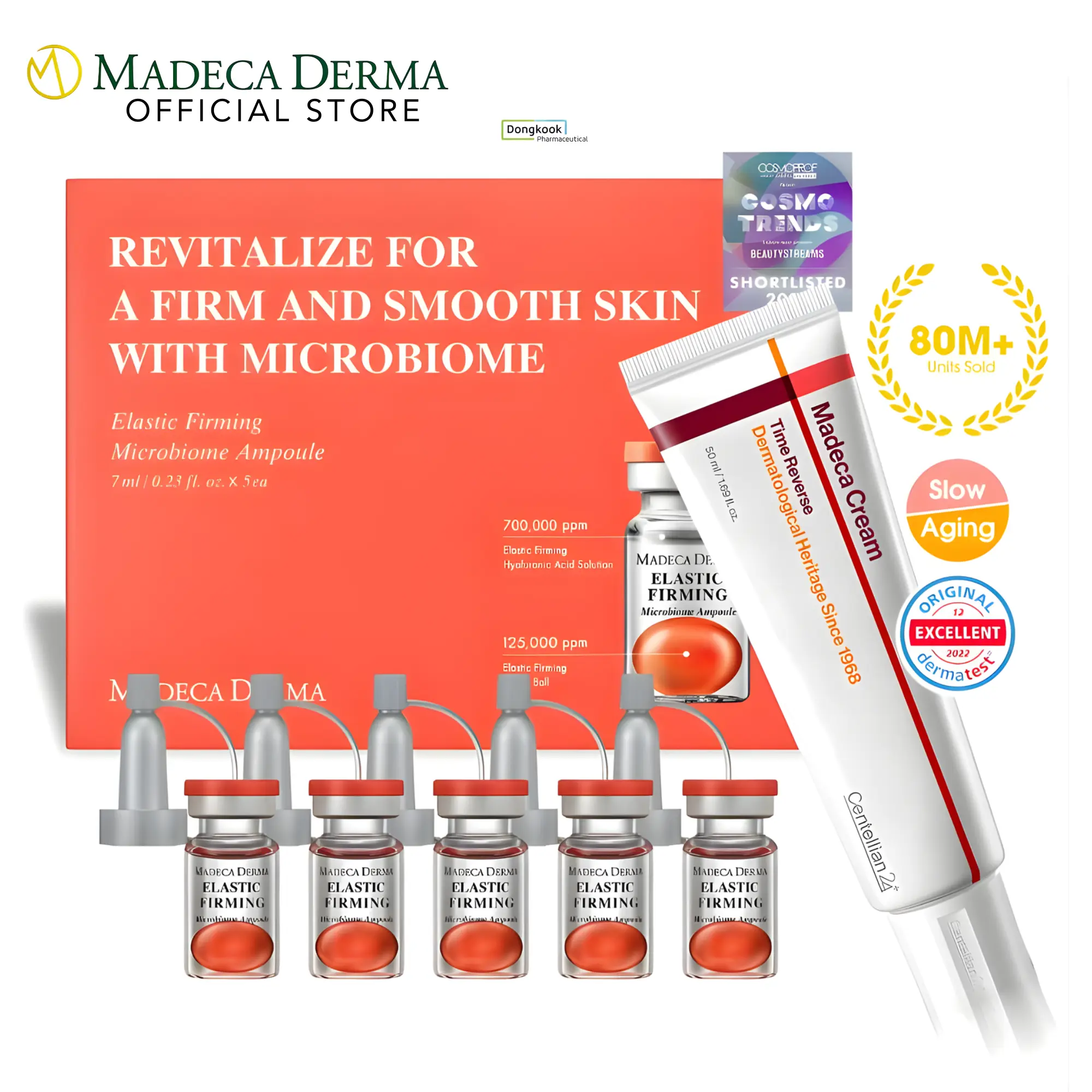 MADECA Anti-Aging K-Beauty Bundle Madeca Derma Elastic Firming Microbiome Ampoule & Time Reverse Madeca Cream Hyaluronic Acid Korean Skincare Set