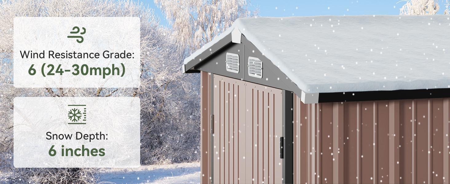 Aoxun 6x4FT Brown Galvanized Steel Outdoor Storage Shed - Reinforced Frame, Solid Panels, Sloping Roof, Lockable Door for Garden, Patio, Easy Setup
