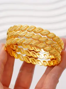Women's Fashion Open Cuff Bracelet, Elegant All-Over Print Jewelry, Copper Chain, Perfect for Weddings and Special Occasions