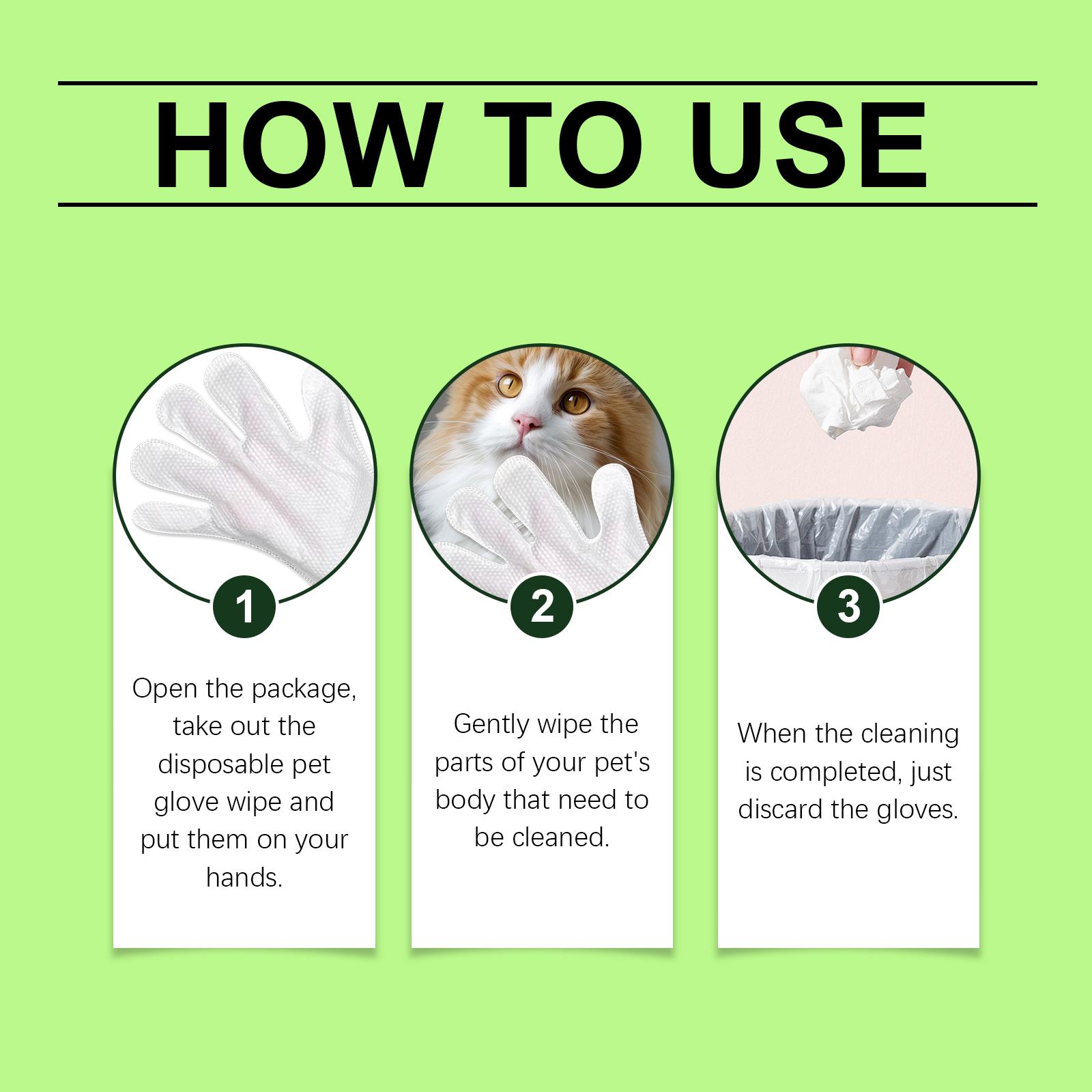 Pet Cleaning Disposable Gloves - Non-Soap Cleaning Gloves for Removing Dirt and Odors from Cats and Dogs' Bodies