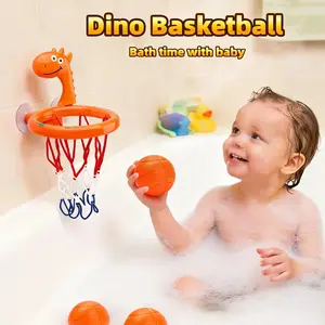 Kids Bath Toy - Bathtub Basketball Hoop, suitable for toddlers, suction cup dinosaur basketball hoop with 3 soft balls, suitable for both boys and girls, birthday gift, interactive bathroom toy, baby bath toy, toddler bath toy, basketball hoop, baby toys.