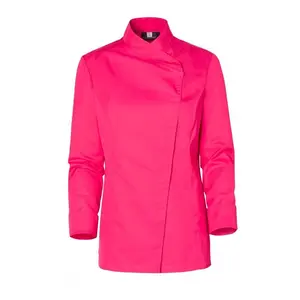Women Pink Kitchen Coat with Kimono Collar - MOLINEL