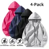 4-Pack Men’s Full Zip Hoodies – Autumn/Winter new arrival, loose long sleeves, soft casual athletic hoodies for running, basketball, cycling (optional 4-pack or 2-pack) Hooded Kangaroo Pocket Cardigan