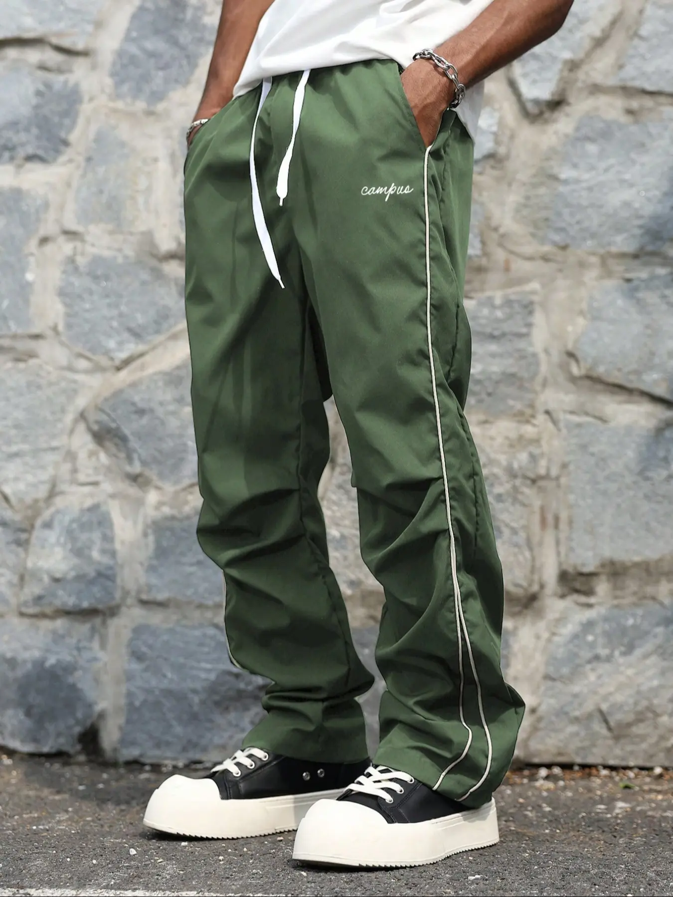 Men's Sporty Letter Print Sweatpants, Adjustable Drawstring Sweatpants, Fitted Sweatpants, Athleisure Pants, Elastic Waistband Comfortable Fit, Stylish Design for Daily Use
