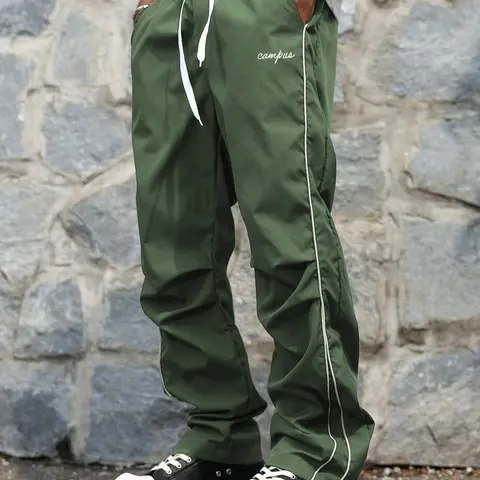 Men's Sporty Letter Print Sweatpants, Adjustable Drawstring Sweatpants, Fitted Sweatpants, Athleisure Pants, Elastic Waistband Comfortable Fit, Stylish Design for Daily Use